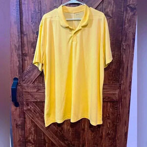 Nike dri fit men's XXL solid yellow‎ collared polo shirt sleeve shirt
